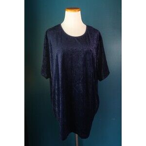 Vintage 90s Y2K TR Bentley Plus Midnight Blue Crushed Velvet Whimsigoth Top 2X